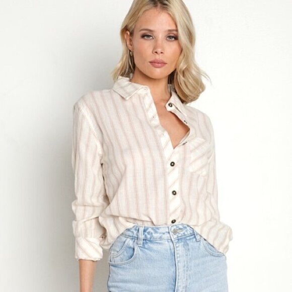 Anthropologie Women’s Ash and Ember Button Down Shirt Plaid Size XS White - Picture 2 of 16